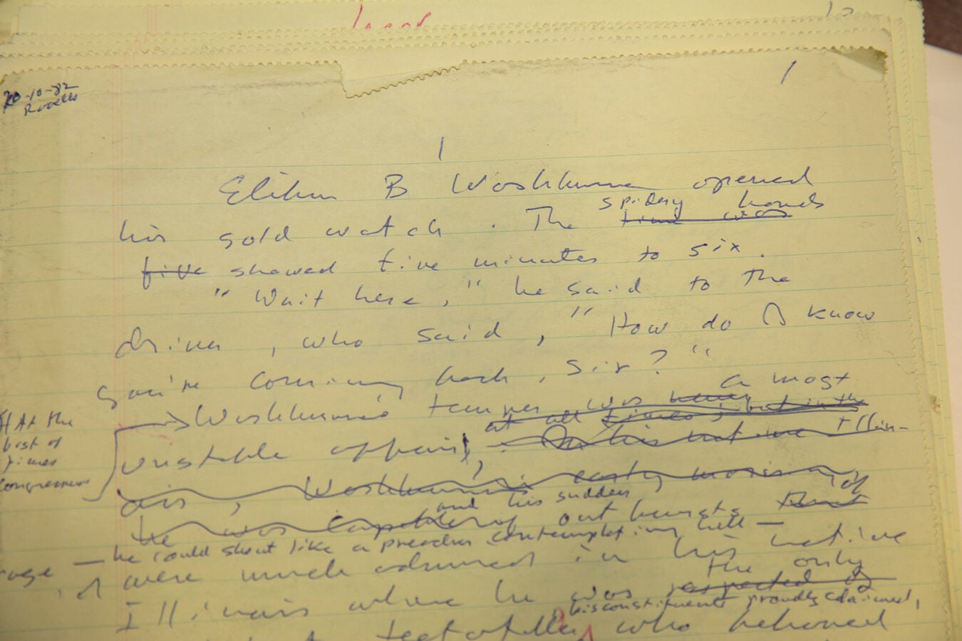 Longhand draft of "Lincoln" by Gore Vidal.