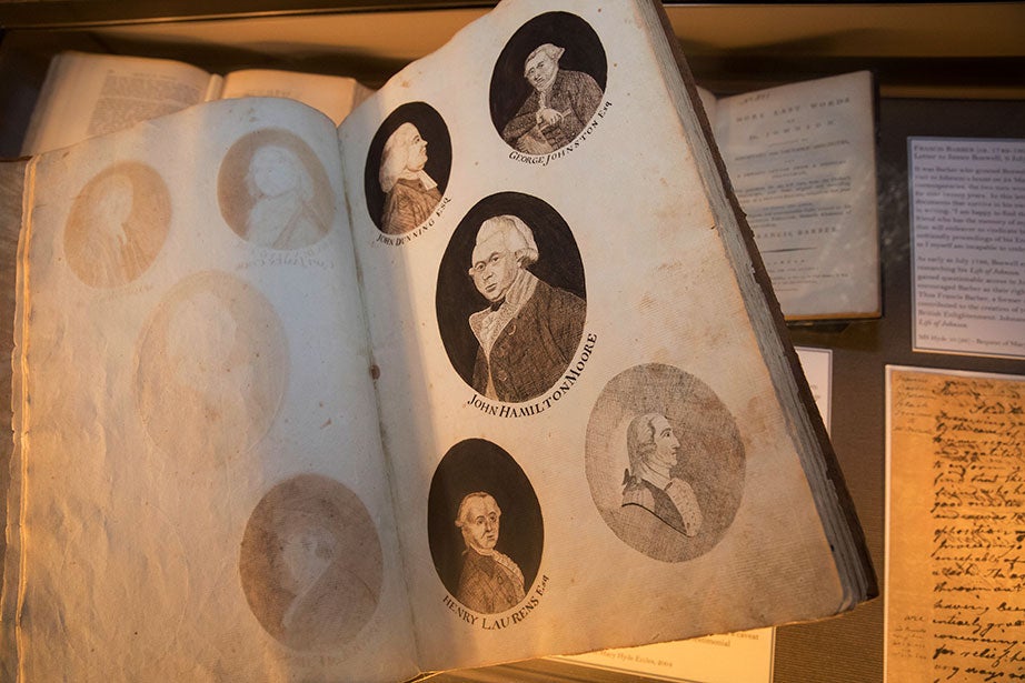 This copy of printed images in a notebook made by Phebe Folger Coleman (1771–1857) features a cameo portrait of John Hamilton Moore (center), whose research developed the theory and practice of finding the latitude, longitude, and variation of the compass. Collection of Houghton Library.

