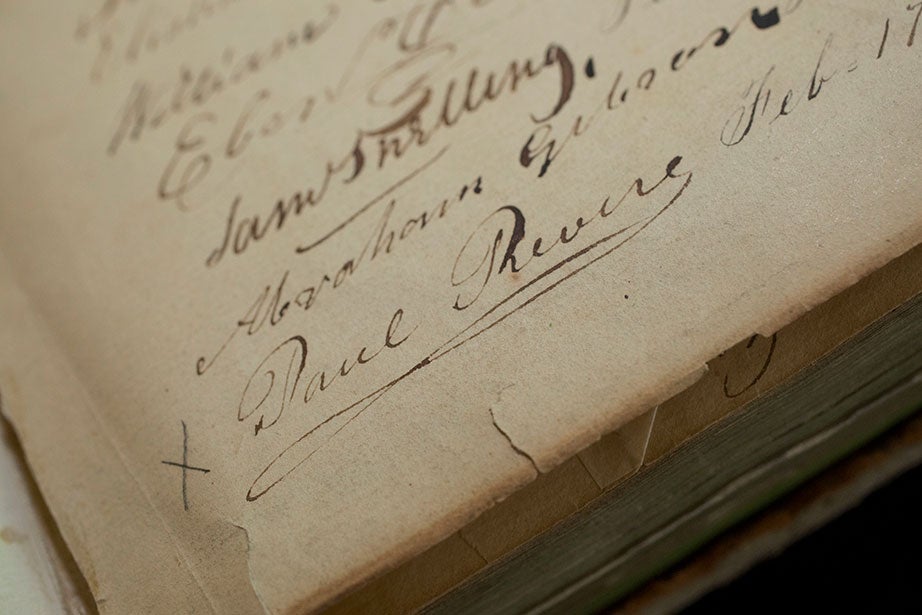 Paul Revere, one of the founders and earliest subscribers of the Massachusetts Mutual Fire Insurance Co., was among the first to sign its subscription book in February 1799. Massachusetts Mutual Fire Insurance Co. records, Baker Library, Harvard Business School.

