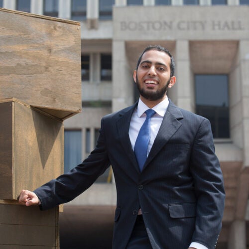 “It became important to me to look at how I could create meaningful community support ... especially [for] those who are minorities and those of color who are sometimes falling through the cracks in our system,” said Omar Khoshafa '17, a Harvard Presidential City of Boston Fellowship recipient.