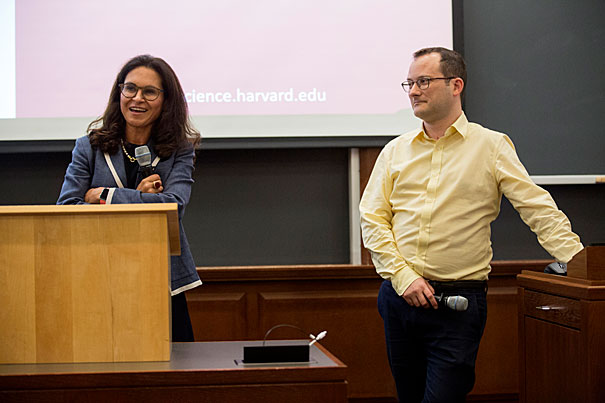 Harvard Data Science Initiative co-chairs Francesca Domimici (left) from HSPH and David Parkes from SEAS lead the first in a series of seminars to kickoff the Initiative's programs.