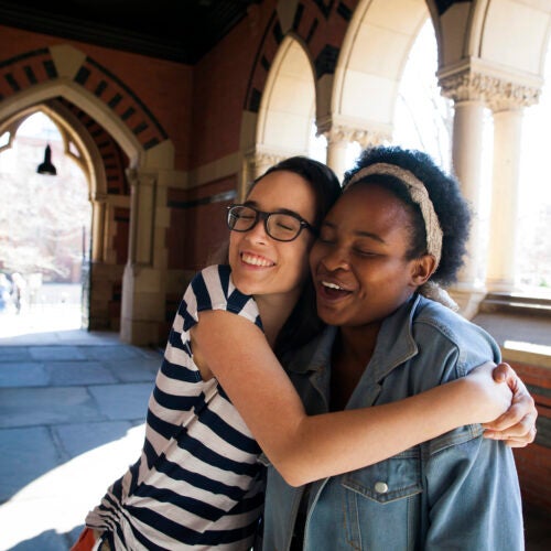 First year roommates Tatiana Patino '20 (left), from Georgia, and Walburga Khumalo '20, from South Africa, share a room in Stoughton Hall.