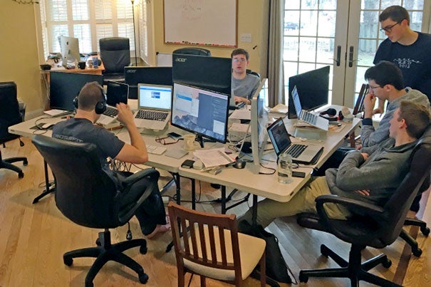 After a two-year absence helping cultivate 
Quorum, five students return to Harvard. The development team members hard at work in the company’s rented house on the outskirts of Washington, D.C