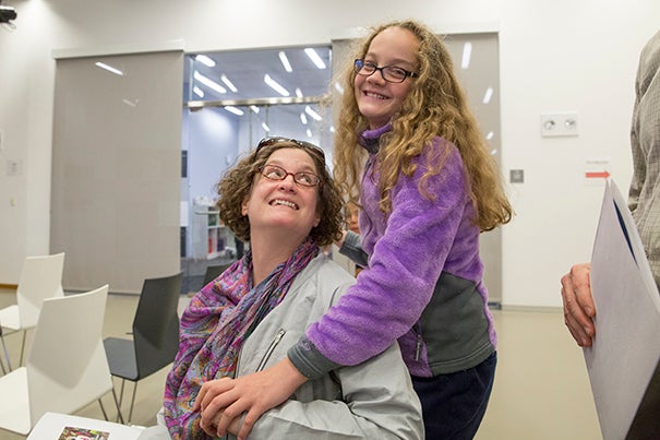 “It’s easier to learn about college and possible jobs in the present because then you have more options for the future,” said Dora Capobianco, 12, with her mother Priscilla Anderson at the Ed Portal event.
