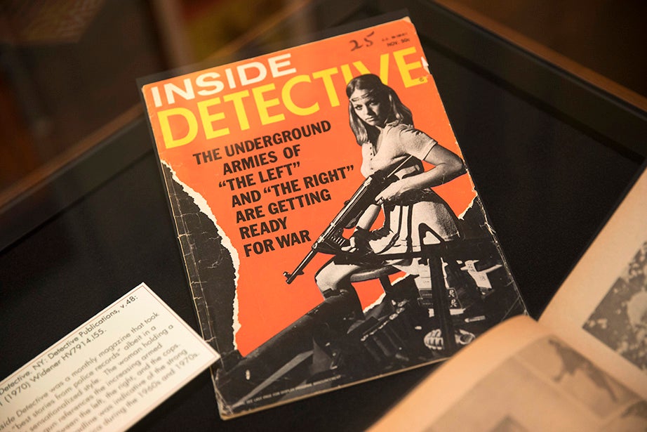 Inside Detective was a monthly magazine that took the “best stories from police records” albeit in a highly sensationalized style. Kris Snibbe/Harvard Staff Photographer