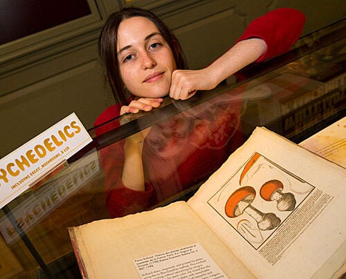Jensen Davis has tapped into Harvard’s Ludlow-Santo Domingo collection for her research on psychedelic drugs. Jon Chase/Harvard Staff Photographer