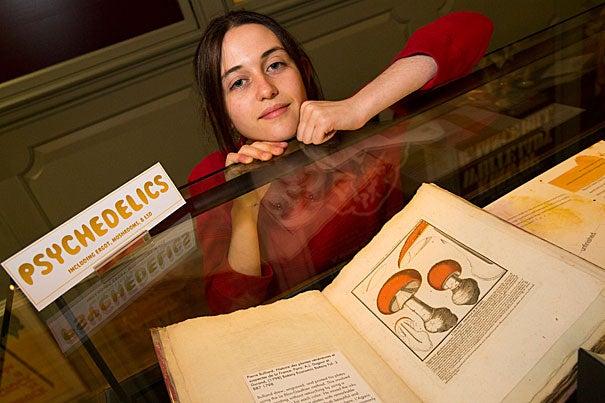 Jensen Davis has tapped into Harvard’s Ludlow-Santo Domingo collection for her research on psychedelic drugs. Jon Chase/Harvard Staff Photographer