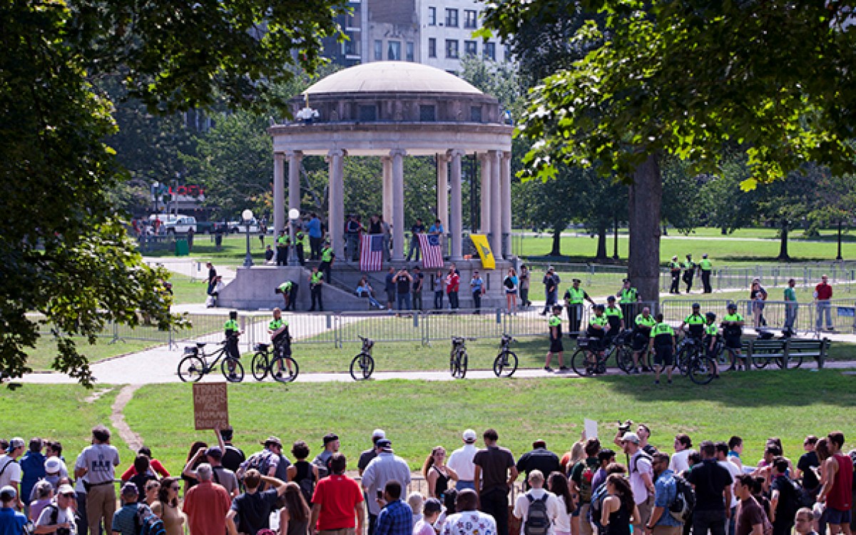 counterprotesters overwhelm white nationalists at Boston Common