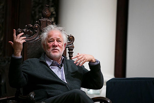 Michael Ondaatje, author of “The English Patient” and other novels, read passages from his work and took questions on his creative process during a Harvard forum at Memorial Church. 