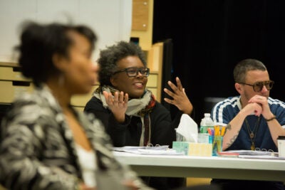 The premiere of "The White Card" by playwright Claudia Rankine (center) was held in Boston at the Emerson Paramount Center. A collaboration with ArtsEmerson and the American Repertory Theater, it continues through April 1.