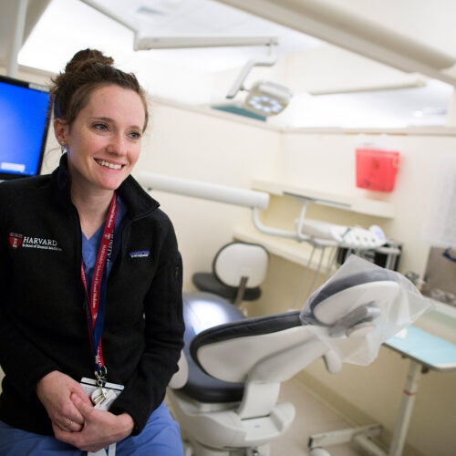 Lindsay D’Amato took a circuitous route from Missouri to the Harvard School of Dental Medicine, via graduate school in California, a two-year Peace Corps stint in Panama — and a detour for brain surgery. 