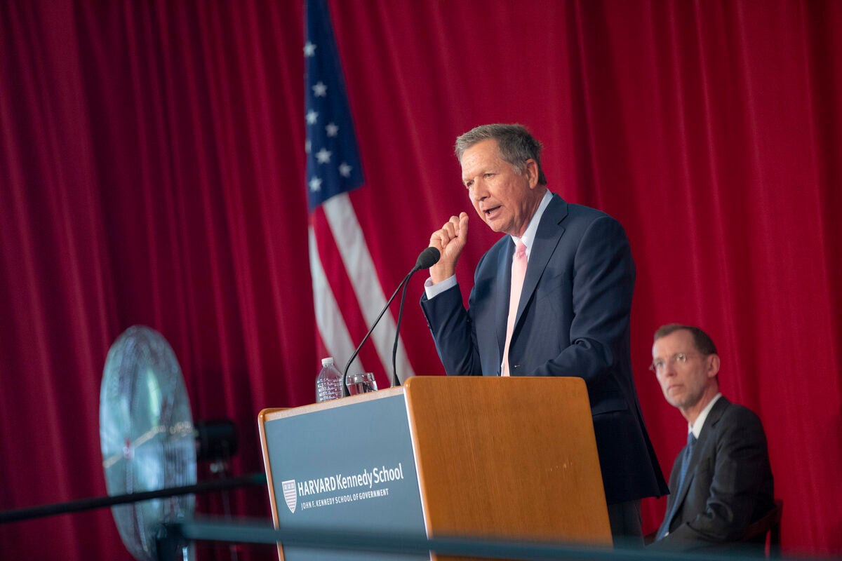 "[M]illennials are in search of more meaning, in trying to make a big difference in the way the world works," said Ohio Gov. John Kasich in his address to HKS graduates. "You can change the way the world turns on its axis. You can, you will, and you must.”