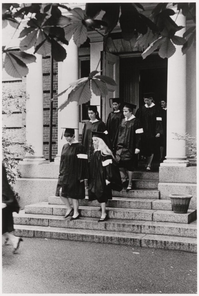 Radcliffe grads wear white armbands in 1968.