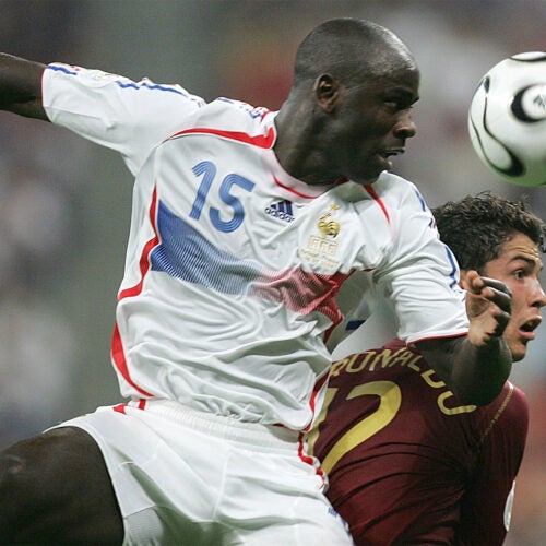 Lilian Thuram (left), pictured battling Cristiano Ronaldo for a head ball during the 2006 World Cup, took part in “Participation, Inclusion and Social Responsibility in Global Sports,” a three-day symposium on issues of racism and inclusion.