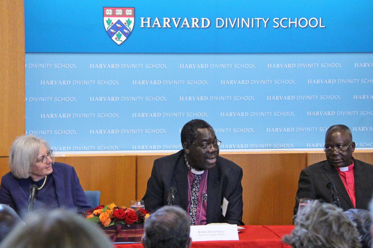 "We don’t go there to condemn a traditional healer, because as soon as you do that, you create a gap,” said Anglican Bishop David Njovu of Zambia (center) in describing his approach, which includes education and acknowledging the role of faith. Panelists Professor Dyann Wirth and Bishop André Soares are also pictured.