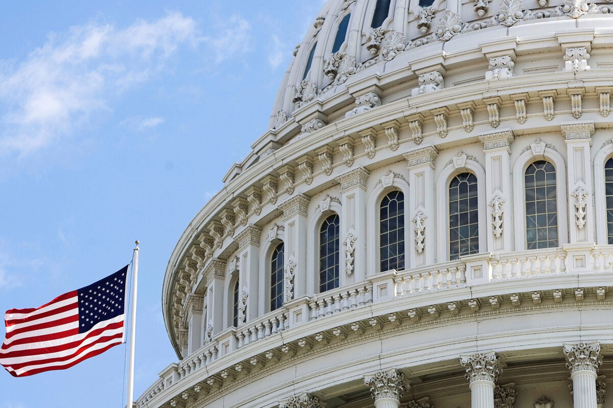 The American flag flies at the U.S. Capitol.