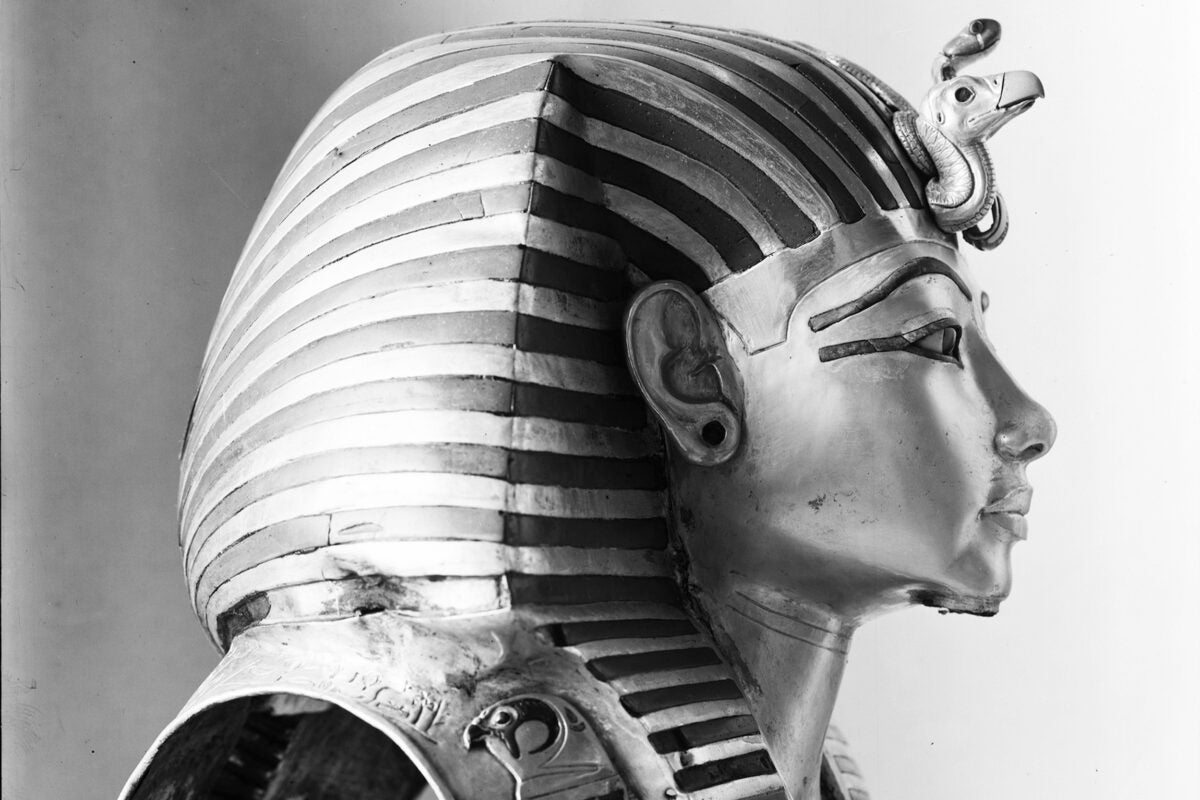 The golden death mask of Tutankhamun.