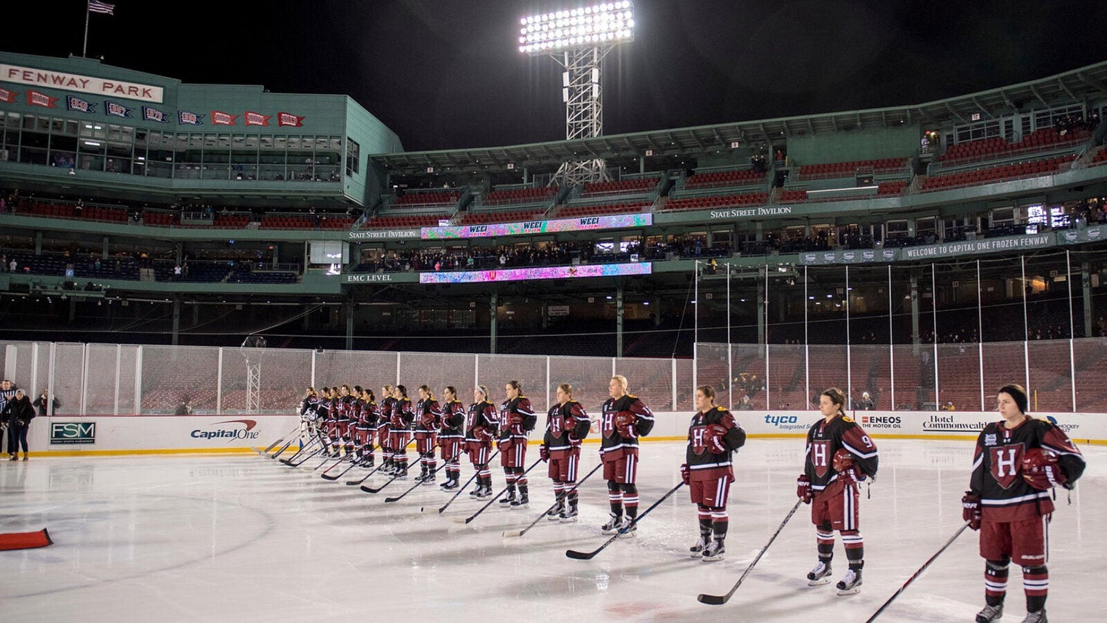 Harvard women's hockey at Fenway.