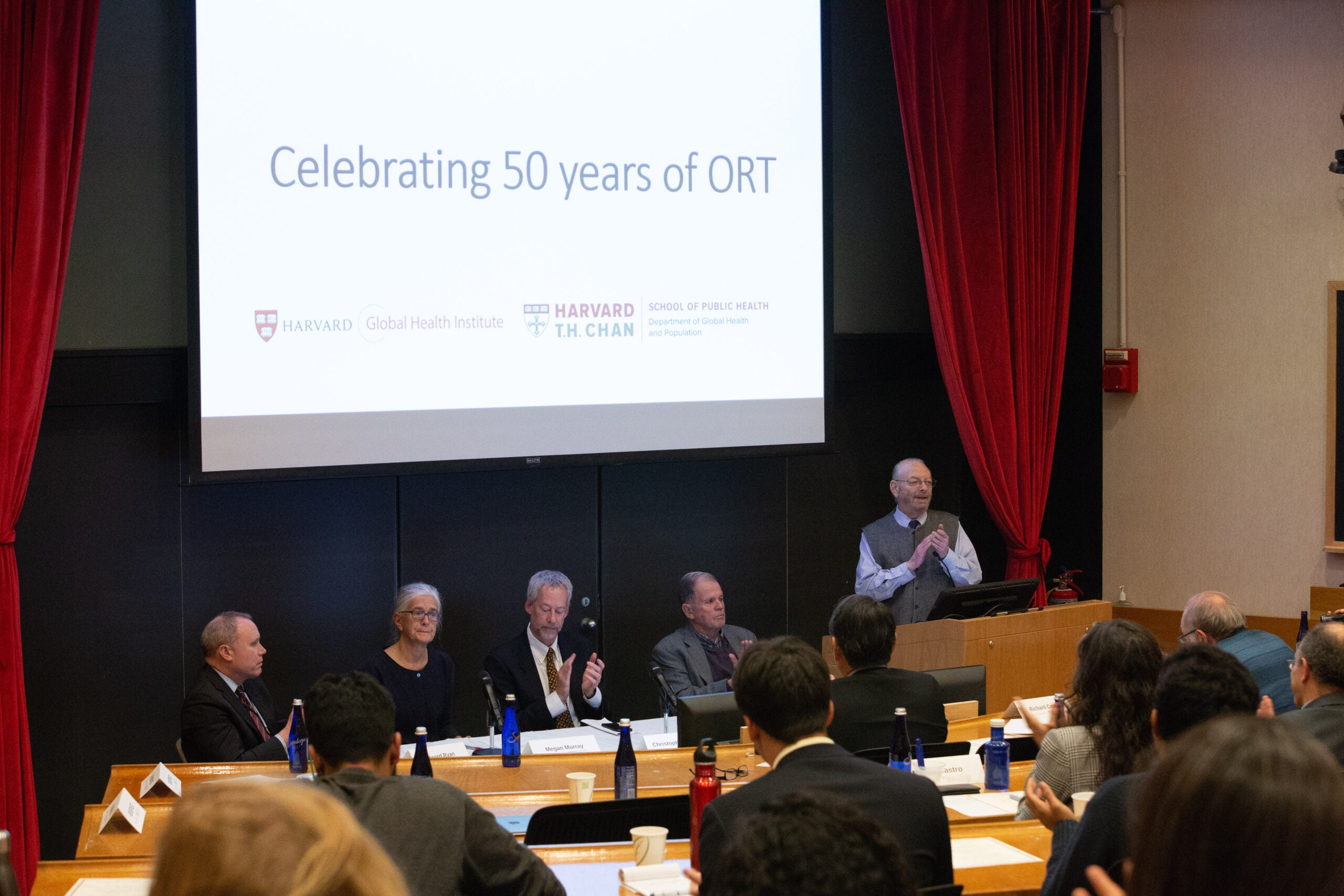 Faculty of Harvard Chan School celebrating the 50th anniversary of ORT