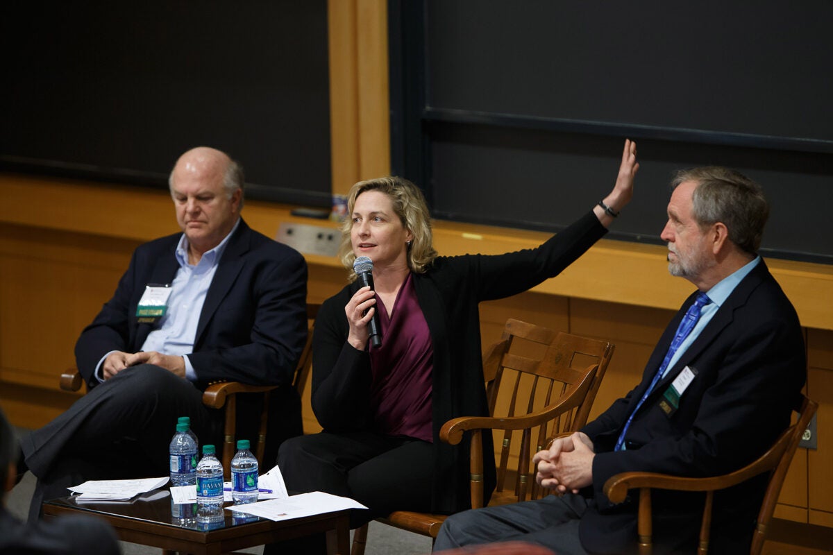 In January, Meredith Rosenthal (center) will begin her tenure as faculty chair of the Harvard Advanced Leadership Initiative. 