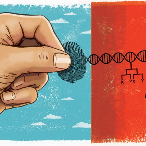 Hand unlocking genetic data.
