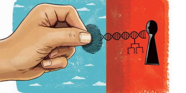 Hand unlocking genetic data.