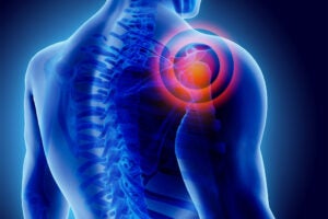 3D Illustration of shoulder painful,