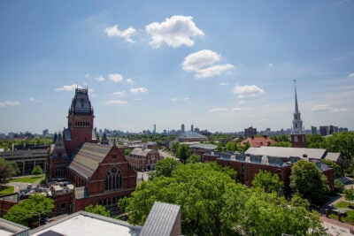 Overhead view of Harvard campus.