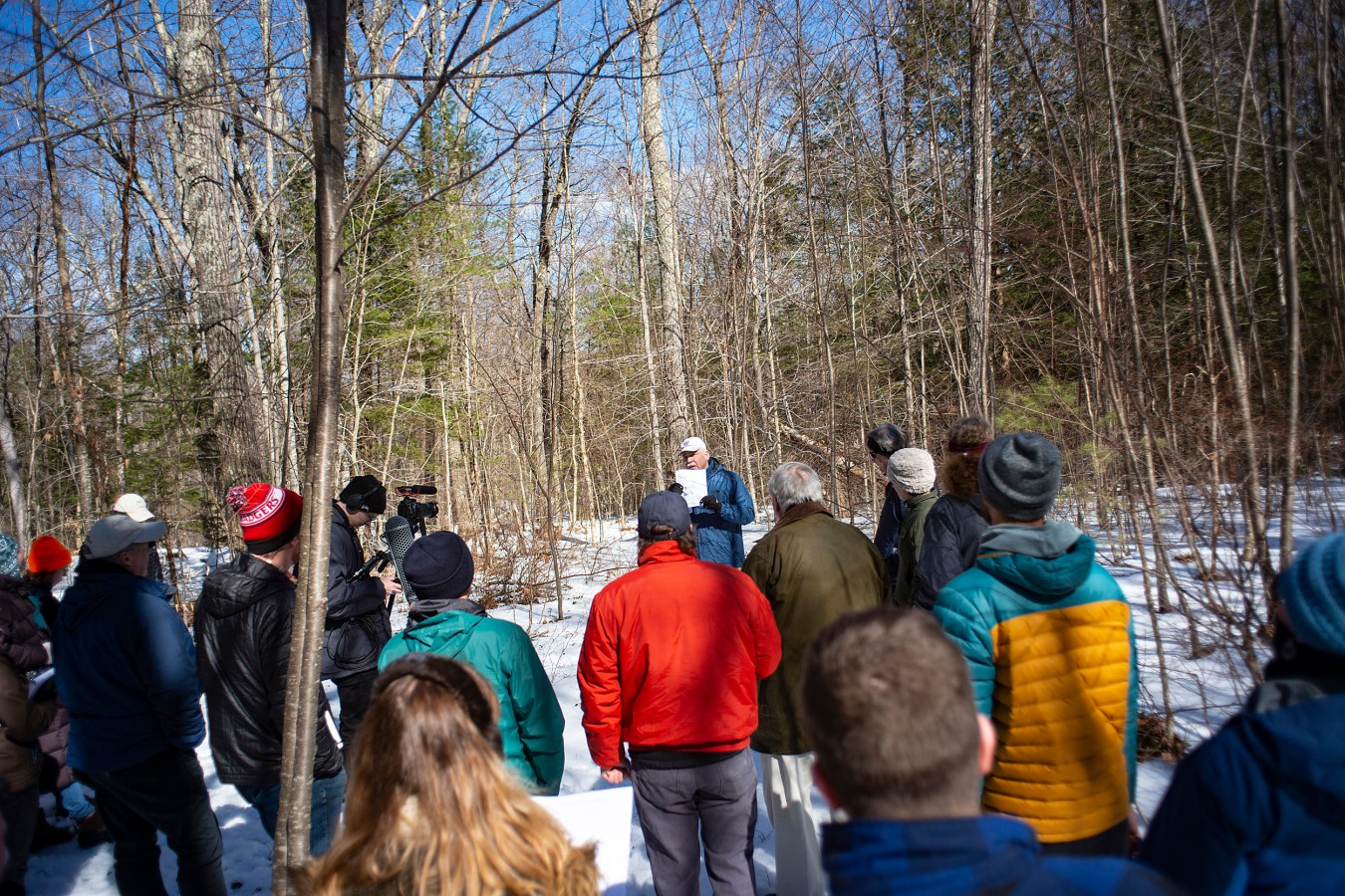 A group tours Harvard Forest.