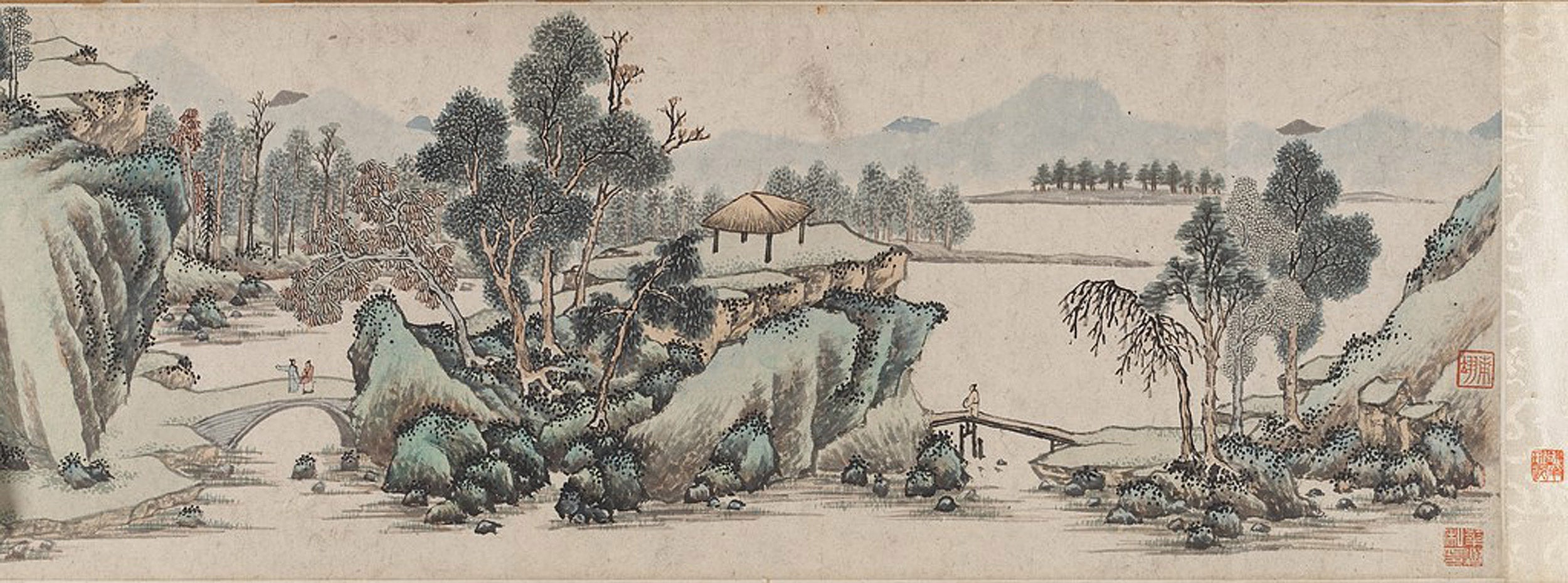"Landscape with Mountain Village" by Wen Zhengming.