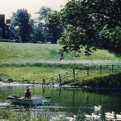 The Bradley Estate with pond and geese, 1953.