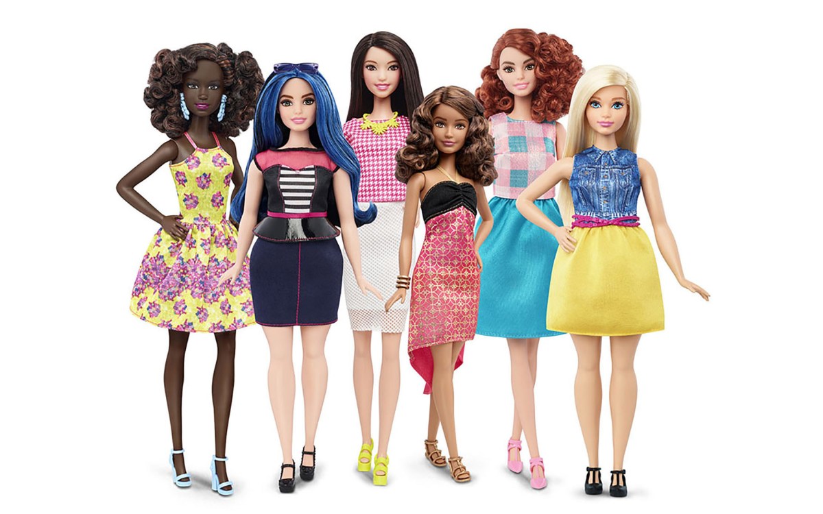 Barbie Dolls showing different body shapes.