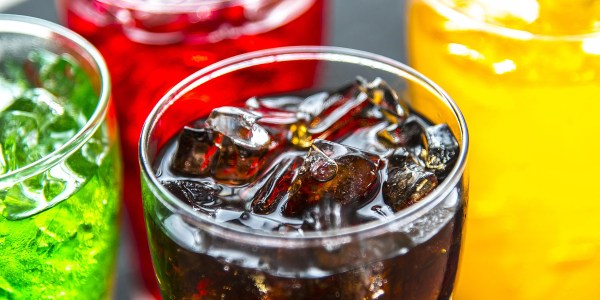 Soda with ice in a glass