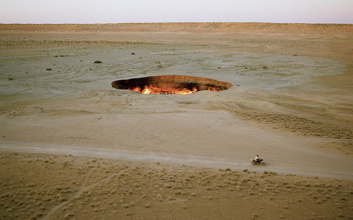 “Door to Hell,” a giant, molten hole in Darvaza, Turkmenistan
