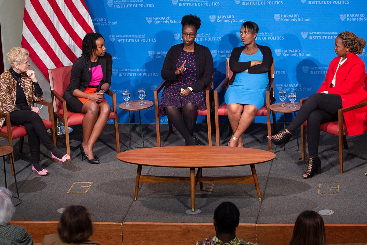 five women speaking on a panel