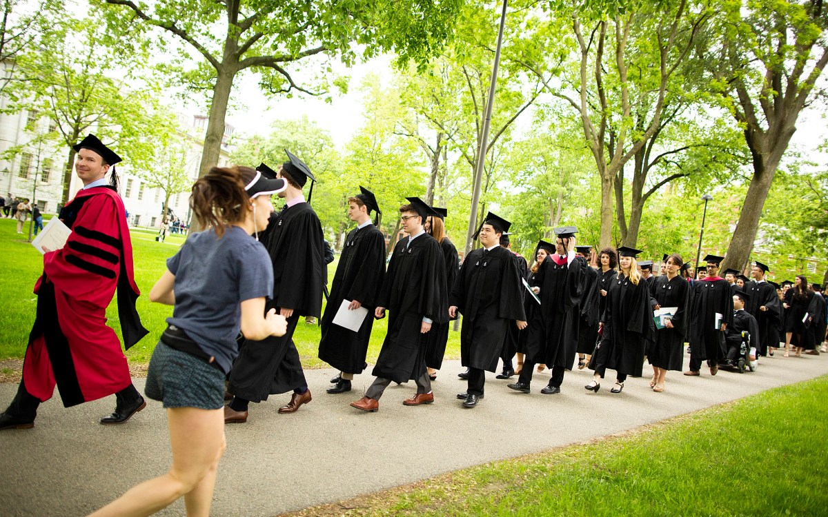 Students in a processional during Phi Beta Kappa Literary Exercises.