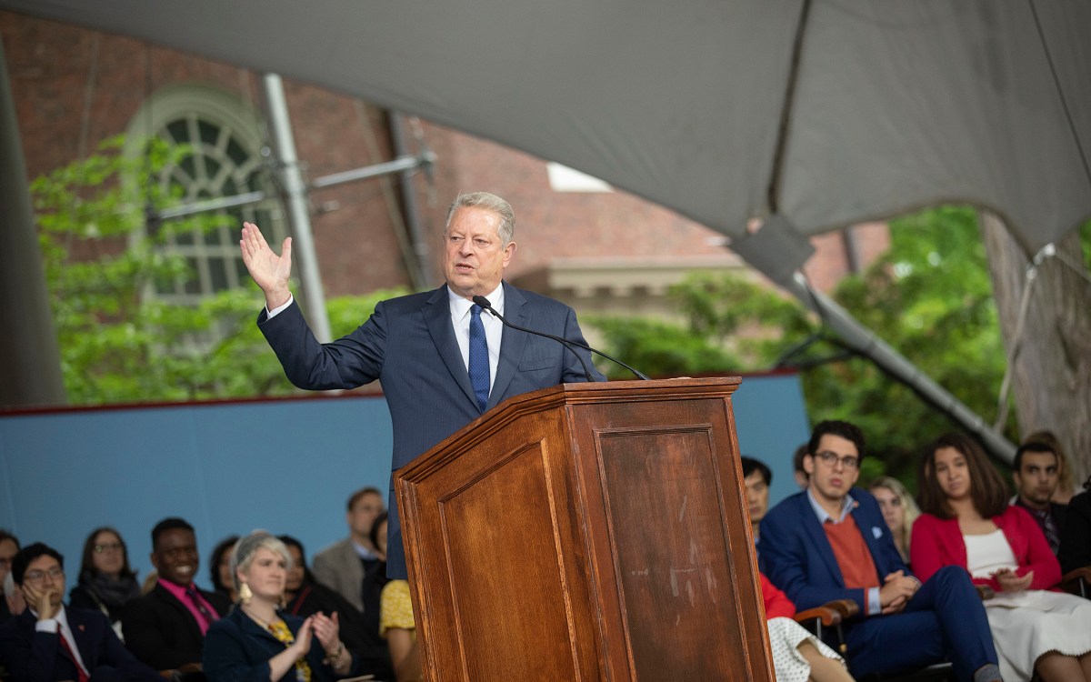 Al Gore speaks onstage