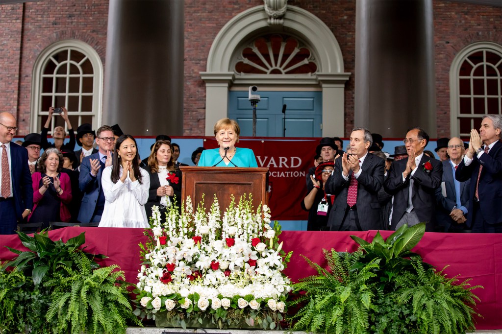 Angela Merkel speaks at Harvard.