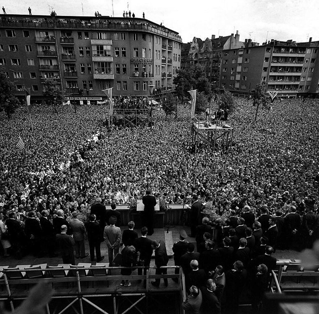 President Kennedy addresses the people of Berlin in 1963.