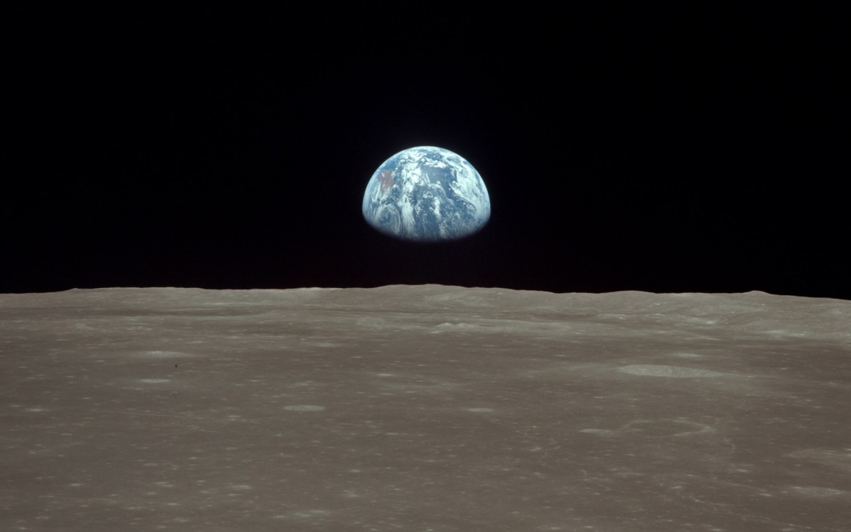 Earthrise viewed from lunar orbit.