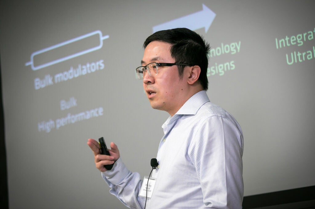 Mian Zhang giving a presentation