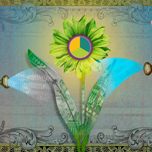 Illustration of financial flower being watered