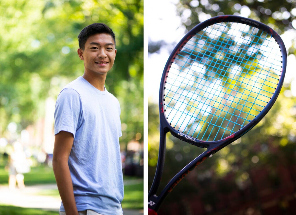 Alan Yim and a tennis racket