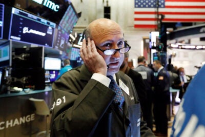 New York Stock Exchange trader on the floor.