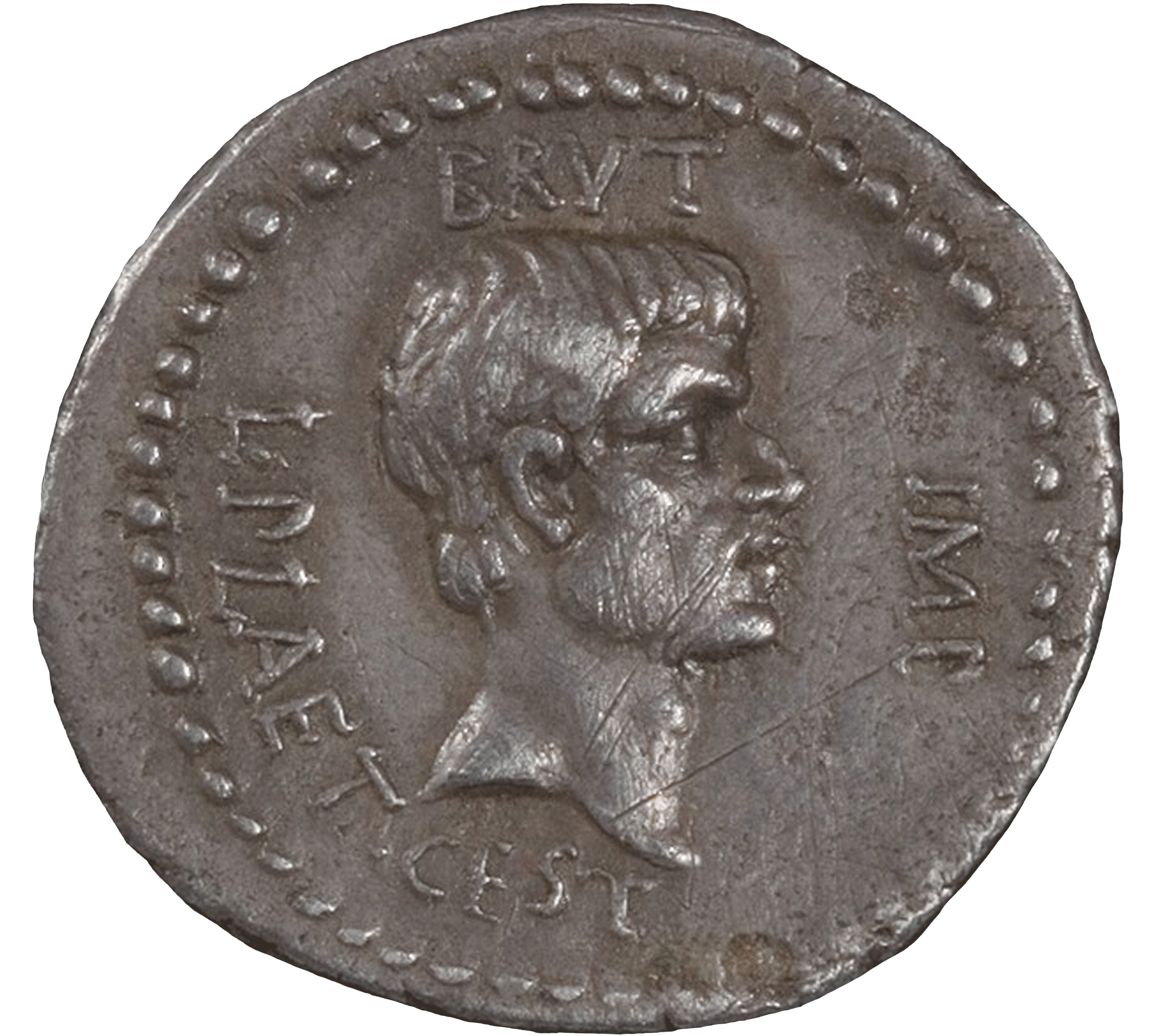 Coin with head in profile