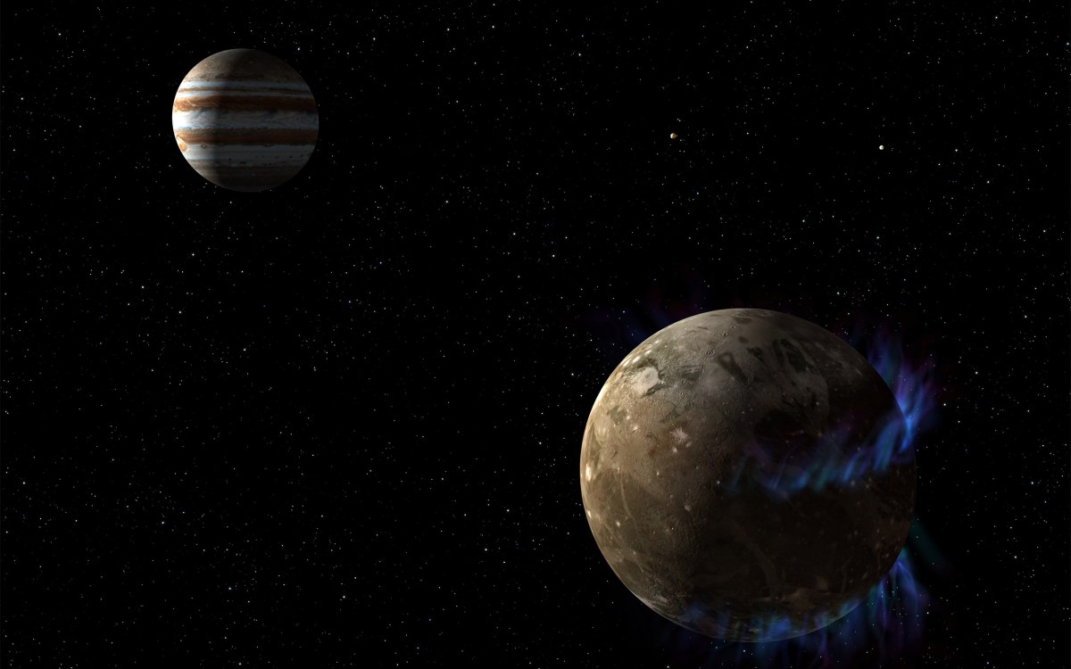moon Ganymede orbits the giant planet Jupi