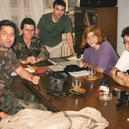 Samantha Power interviewing Bosnian military