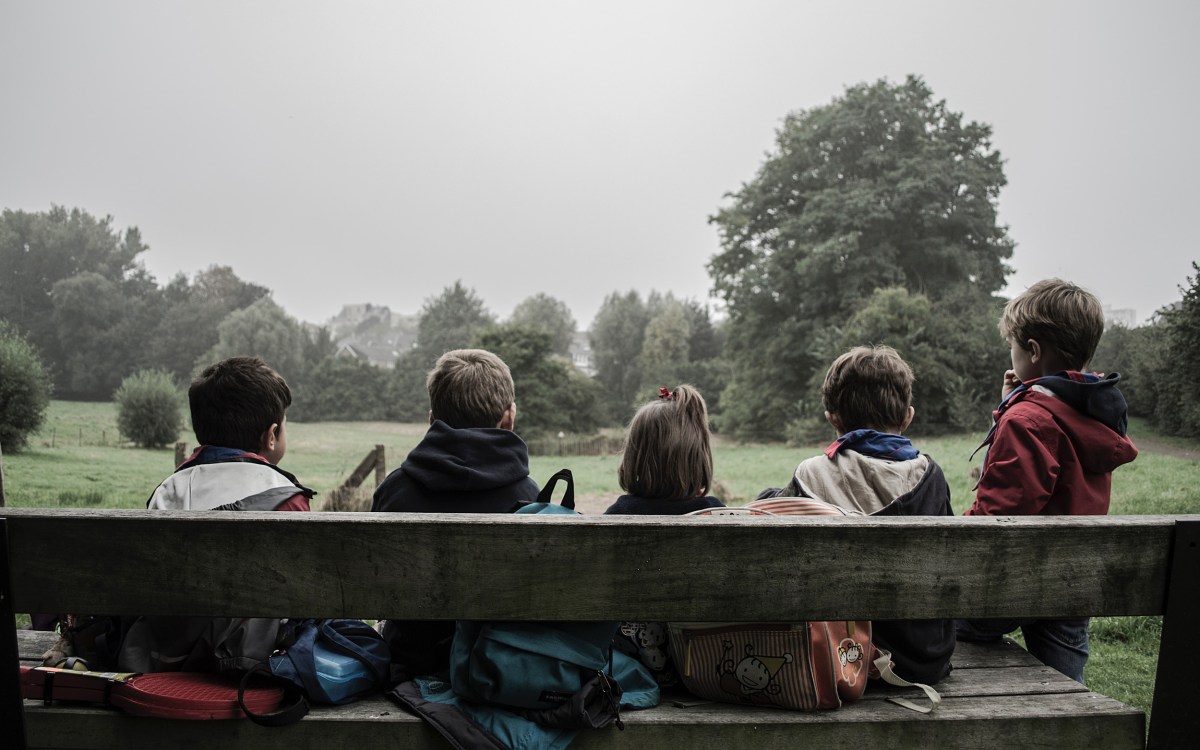 Children on a bench