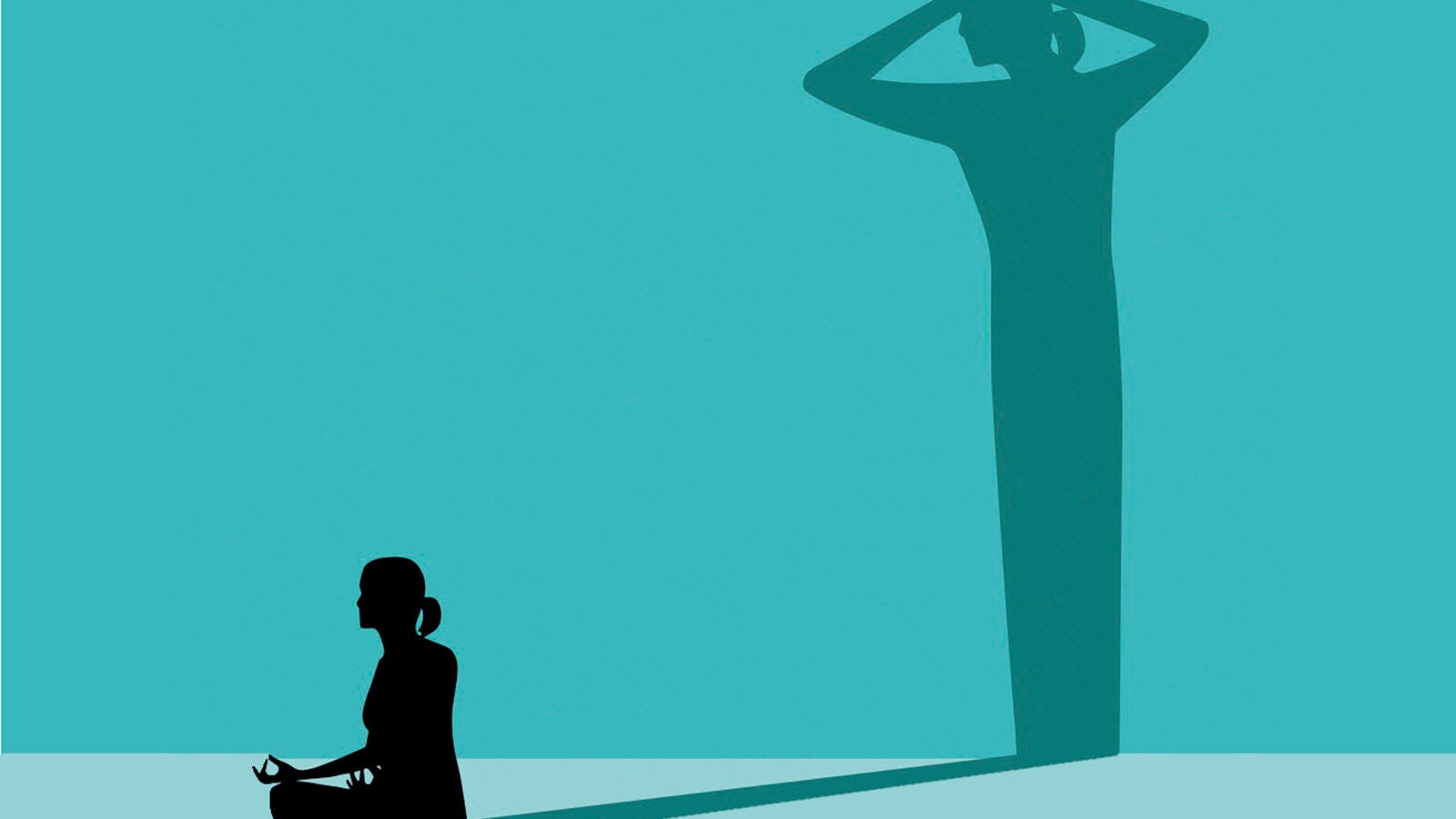 Illustration of meditator with fear shadow