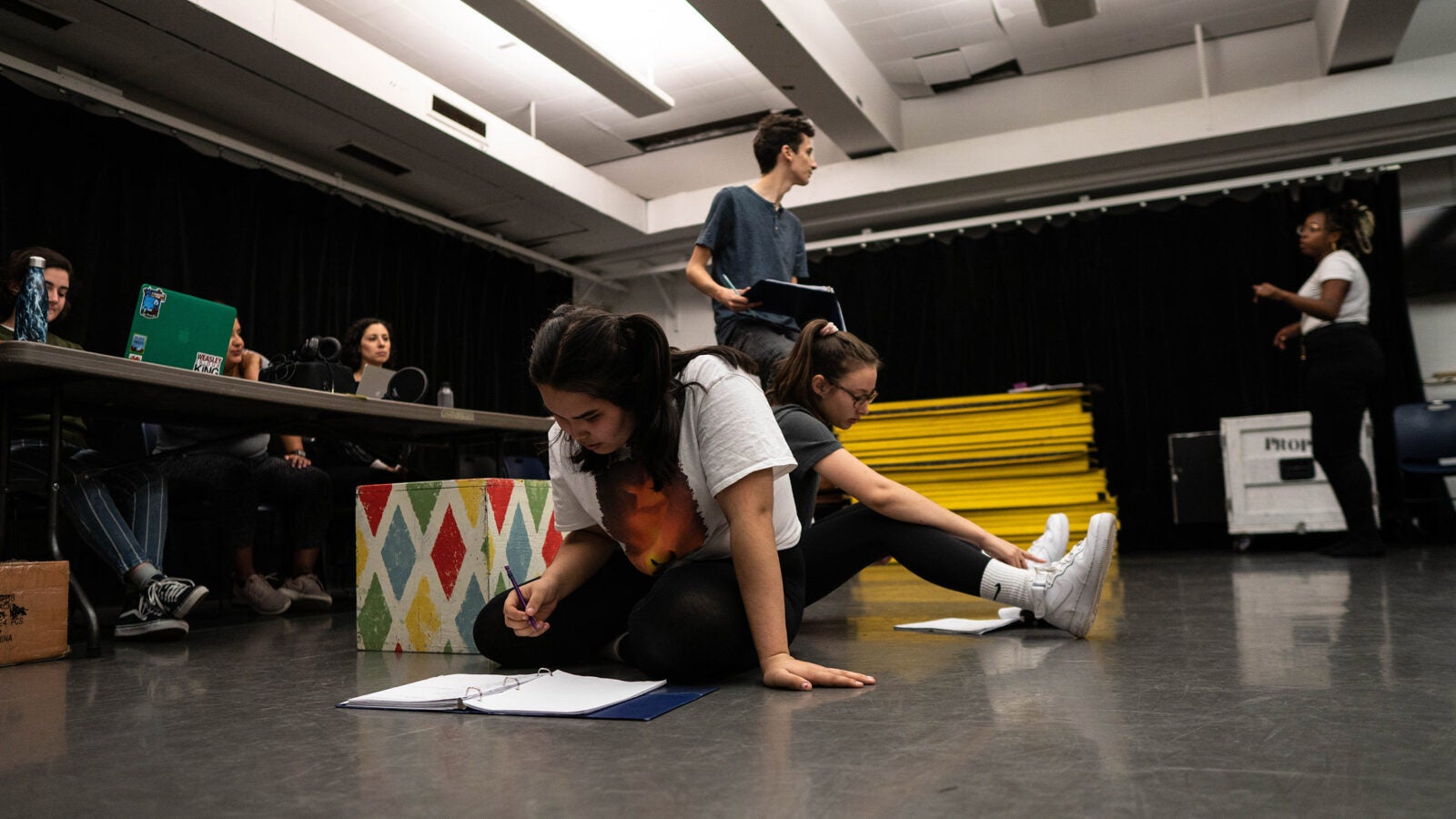 Students rehearse for ,for Proclamation Project at the American Repertory Theater.
